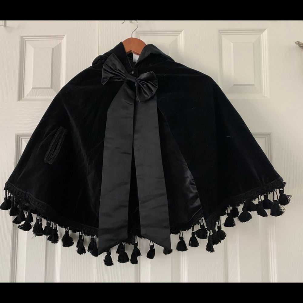 Velvet Cape Poncho with Tassels